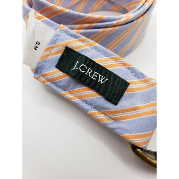 J. CREW Women's Cotton Double Bronze D-ring Preppy Belt Blue Orange Stripe - S/M - Picture 7 of 8